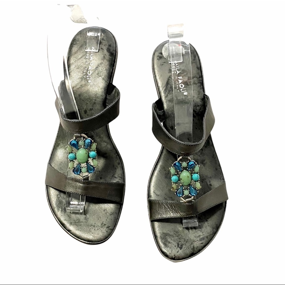 Mila Paoli Italian Leather Slip-on Sandals 10 Business Casual Versatile Career - Picture 4 of 13